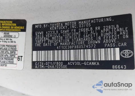 2006 Toyota Camry Solara Se from USA, damaged, VIN 4T1CE38PX6U574572